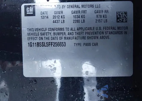 2015 Chevrolet Malibu Ls из США, поврежденный, VIN 1G11B5SL5FF256653